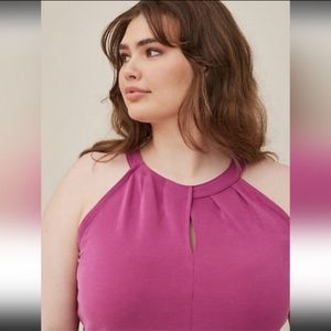 NEW! TORRID 0X(12) BERRY KNIT CUPRO HIGH NECK TWIST HALTER TOP SZ 0X(12) NWT